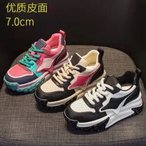 Autumn and winter leather height-enhancing thick-soled shoes
