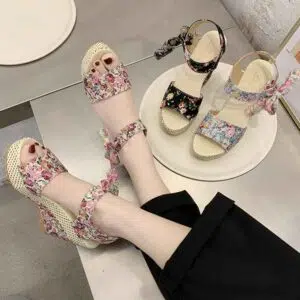 Bowknot floral sandals for women