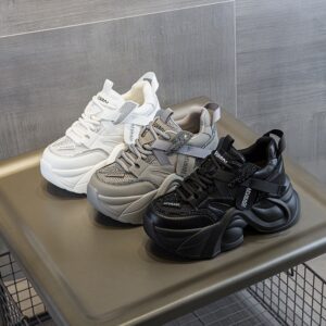 Genuine leather dad shoes for women