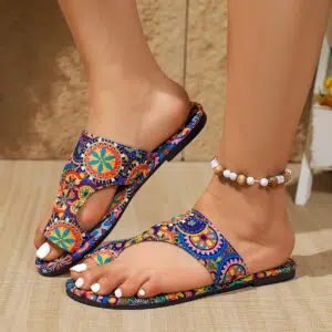 ummer new flat-soled printed toe Roman style sandals