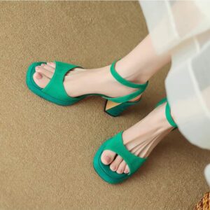 Round head waterproof platform thick heel sandals