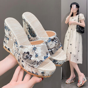Wedge heel slippers for women summer
