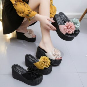 Flip flops flower thick bottom waterproof