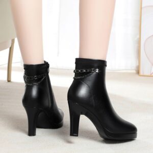 Genuine leather mid-calf boots women