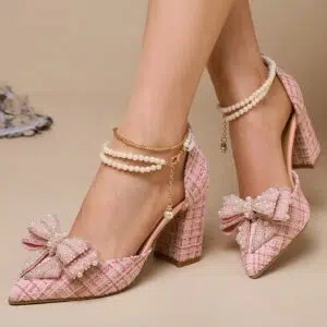 Elegant chunky heel sandals