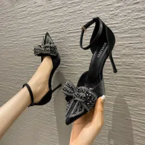 Black petite high heels for women